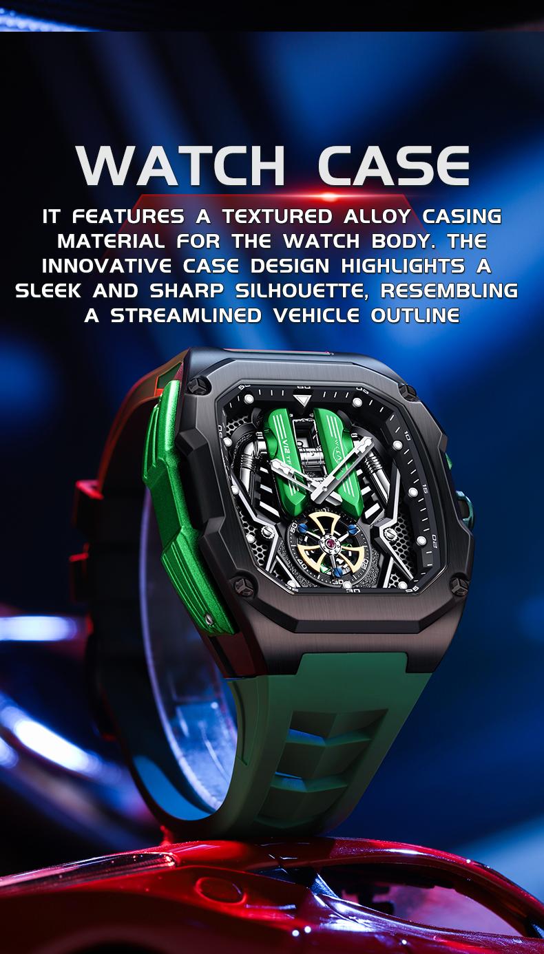 V12 trendy wristwatch Phantom Series Chronograph Calendar，watches for men，Watch With Quartz Movement, Men's Watch, Black Dial, Gift Box, Simple, Waterproof, Luminous Watch detail 4