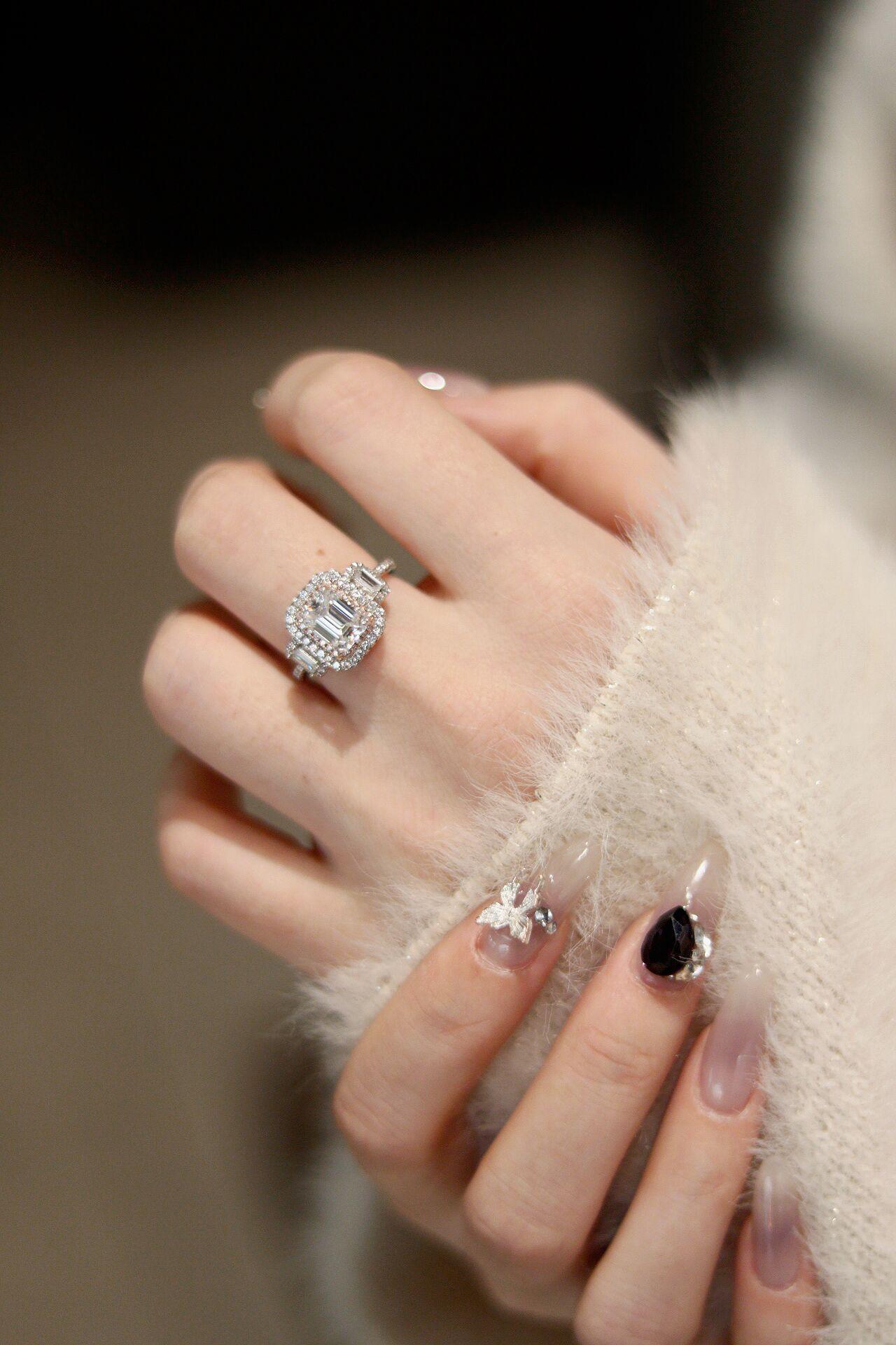 【#323 Princess Aurora】Double-halo 2Carat Synthetic Moissanite/CZ Ring in 925 Sterling Silver For Women