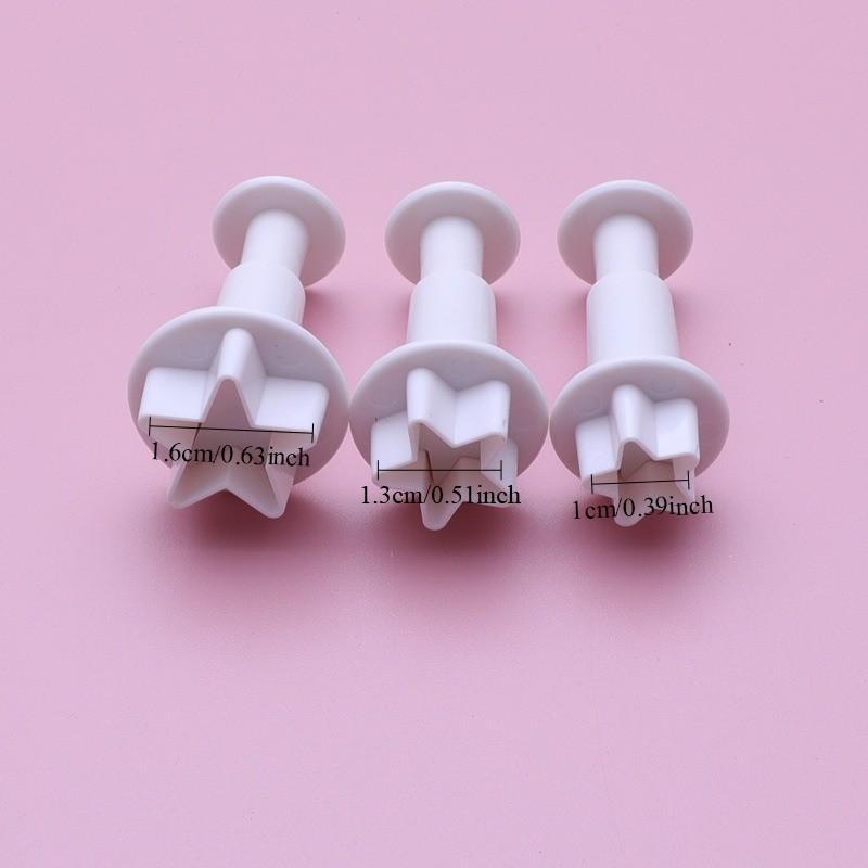 3Pcs Geometry Cookie Cutter Plastic Square Sugarcraft Decor Fondant Cutter Circle Star Cookie Mold Icing Sugar Baking Tools