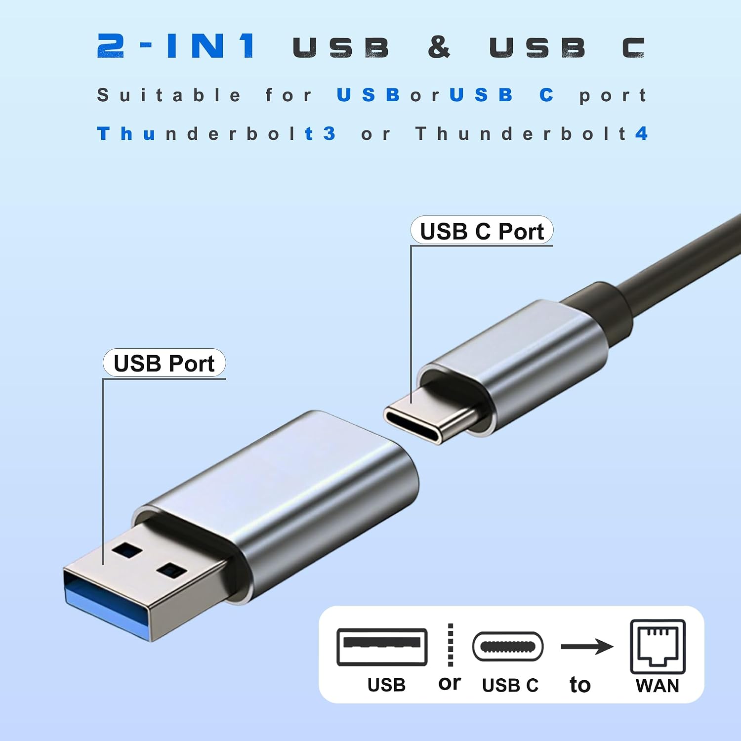 USB Ethernet Adapter USB C Hub for  Tablets PC, Ethernet Adapter to USB-C Laptop 10 Gigabit for MacBook Pro/Air Surface, USBC Hub Dongle Compatible for Thunderbolt 3/4 to RJ45 Network100/1000Mbps