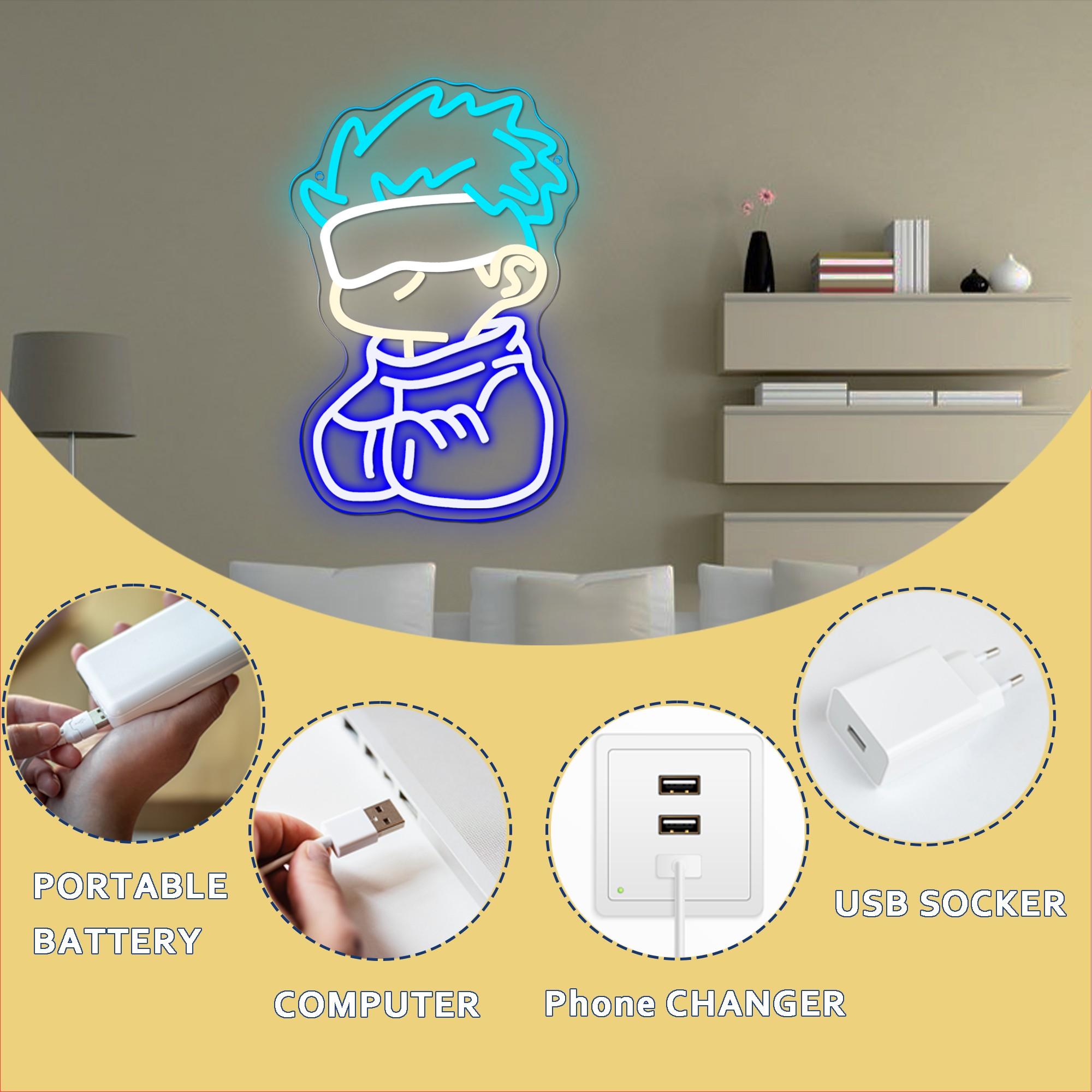 Satoru Gojo Neon Sign Cute Anime Character LED Neon Light, USB Powered ...