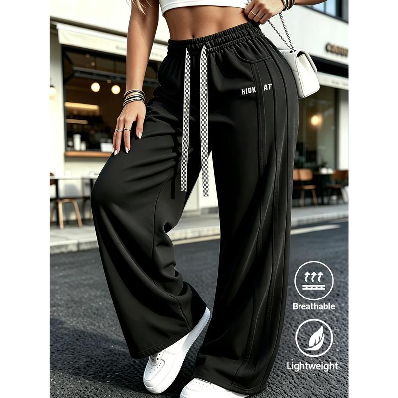 Women's Wide-Leg Sweatpants, Soft Loose Fit with Drawstring Waist, Lightweight Breathable Casual Pants for Everyday Indoor & Outdoor Wear