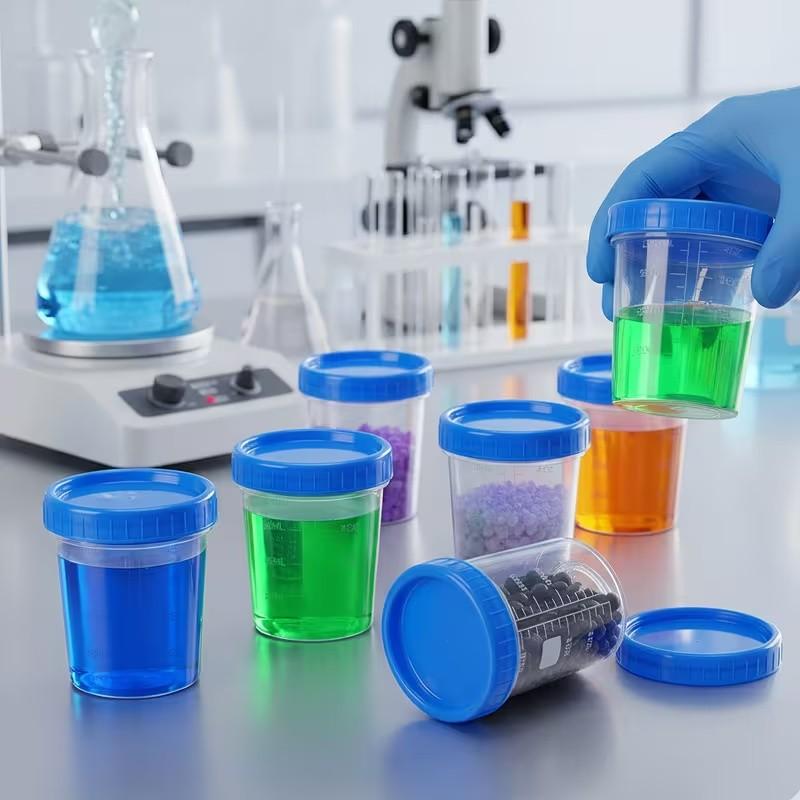 Reusable Plastic Measuring Cups Set, Kitchen Measuring Utensils, Stackable & Freezer Safe, 4-Pack 120ML Containers, Round Storage Jars for Kitchen Use