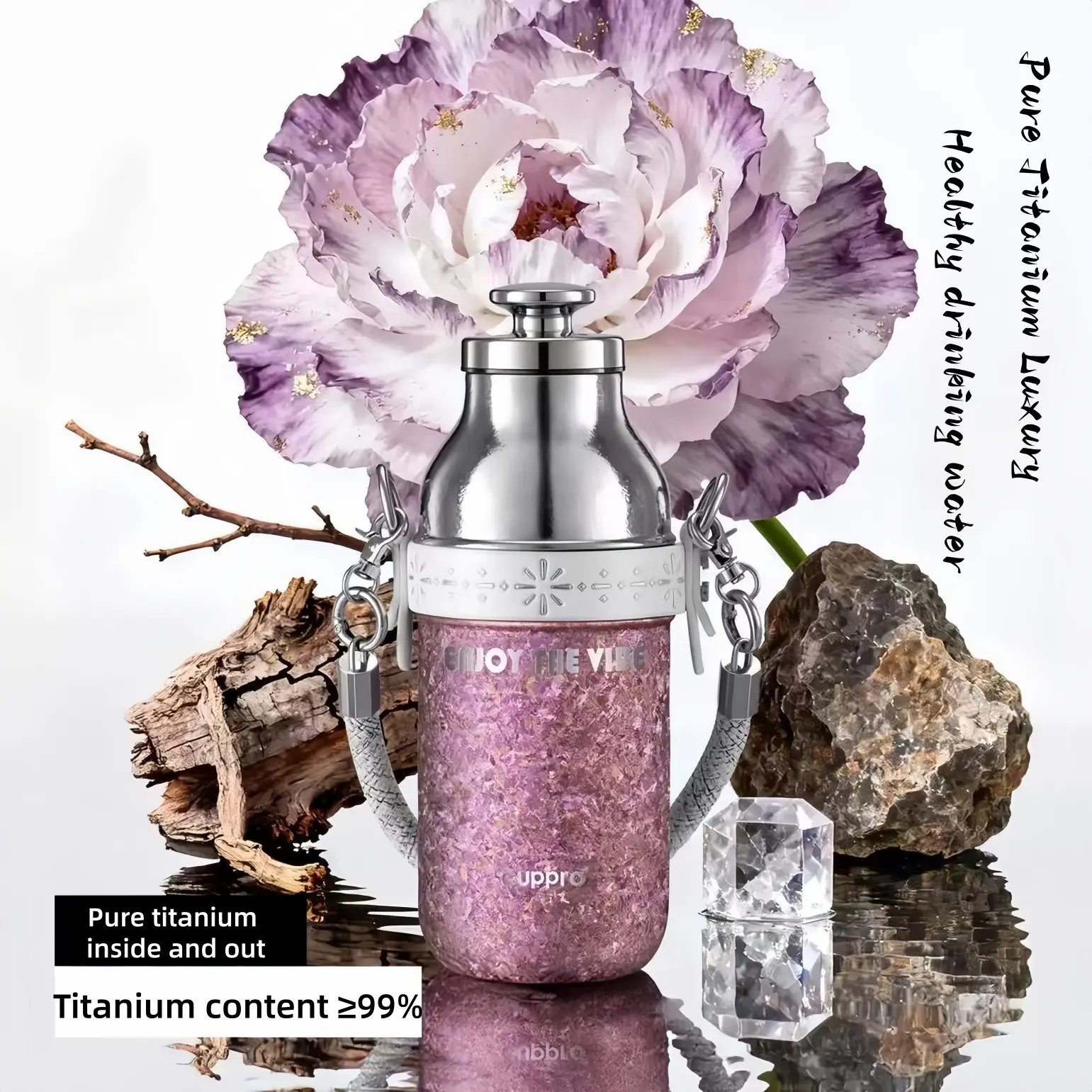Stylish Women's Pure Titanium Vacuum Mug, Elegant Design, Perfect for Daily Use, Includes Luxury Gift Box, Ideal for Gifts & Personal Use