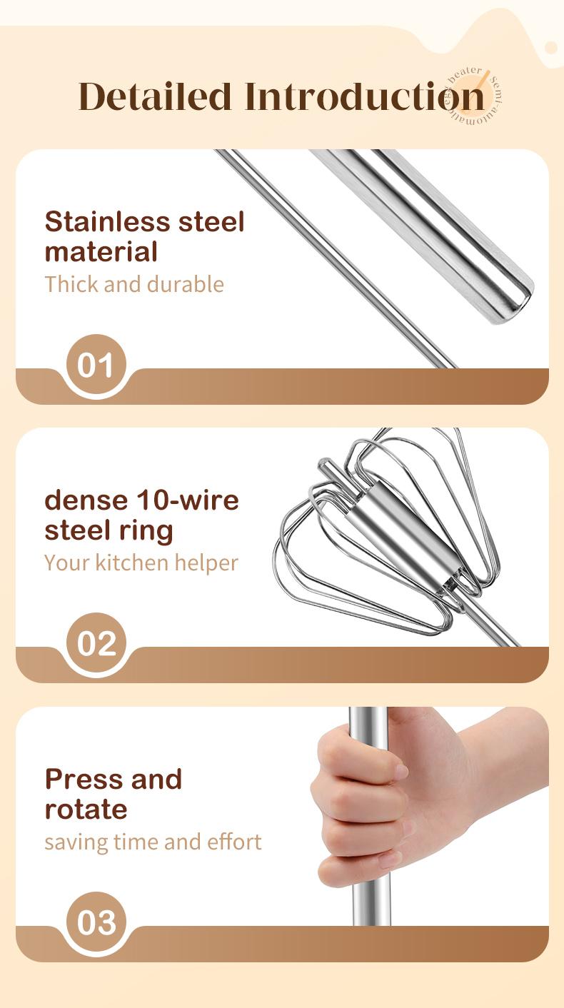 Stainless Steel Hand-Push Rotary Whisk A hand mixer stirrer for cooking, perfect for blending, whisking, beating, and stirring tasks. Stainless Steel Hand-Push Rotary Whisk A hand mixer stirrer for cooking, perfect for blending, whisking, beating, and stirring tasks.