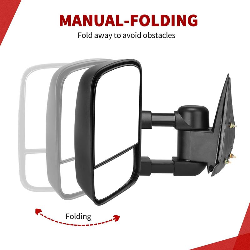 OEDRO Manual Telescoping Towing Mirrors Compatible with 1999-2006 Chevy Silverado 1500 2500HD 3500HD