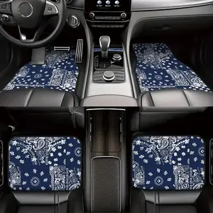 4Pcs Car Mats  Retro  Style Polyester Auto Floor Mat Water Resistant & Stain Proof Universal Fit Car Carpets Accessories