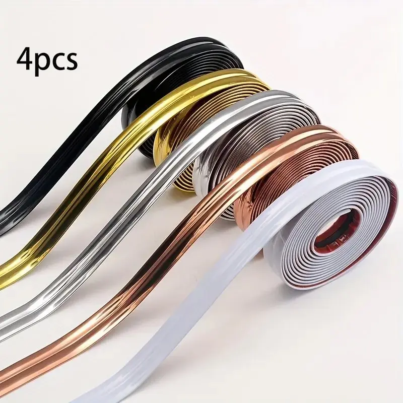 Luxury Metal Finish Wall Corner Trim, Self-Adhesive PVC, Waterproof & Scratch-Resistant, DIY Foldable, Home Decor for Windows, Counters, Furniture