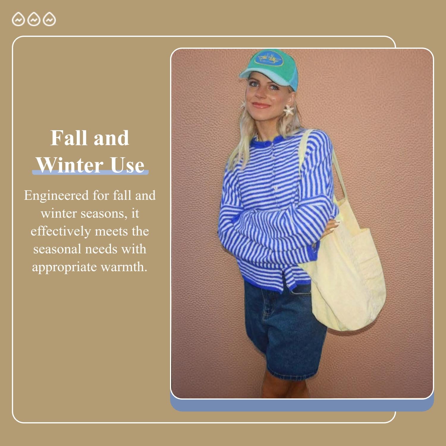 Women's Striped Knitted Sweater Cardigan, Casual Basic Knitwear Long Sleeve for Fall & Winter, Fashion Women's Knit Clothing for Daily Wear Women's Striped Knitted Sweater Cardigan, Casual Basic Knitwear Long Sleeve for Fall & Winter, Fashion Women's Knit Clothing for Daily Wear
