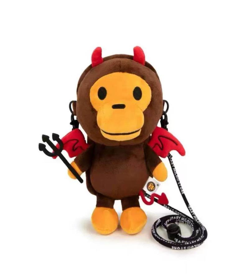 Plush Monkey Face Crossbody Bag - Stuffed Toy Messenger Bag for iPhone, Trendy Internet Celebrity Accessory