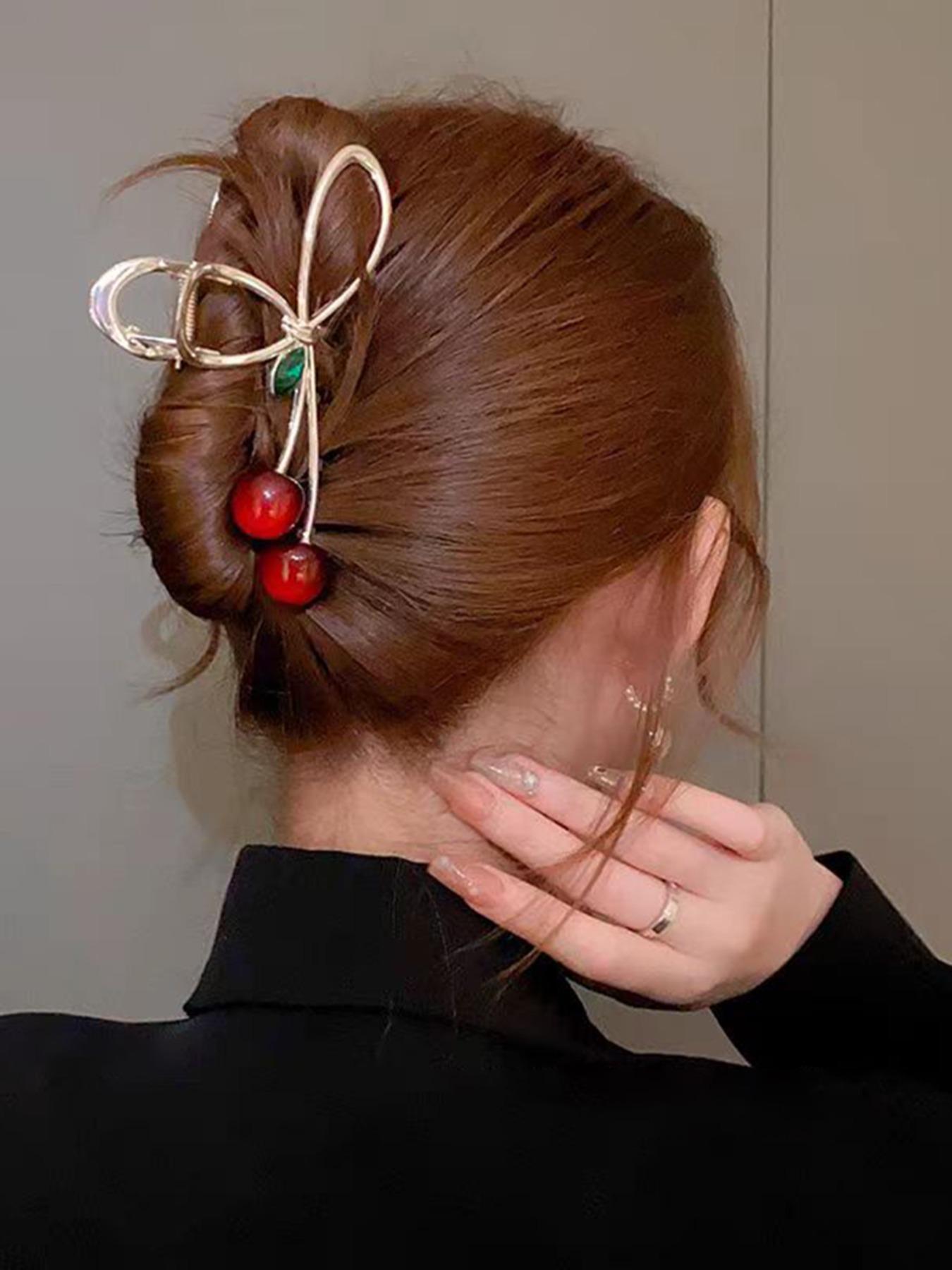 Cute Cherry Hair Claw Clips for Women Sweet Fruit Acrylic Hair Catch Barrettes Fashionable Acetate Hair Accessories Girls Daily Styling Gift