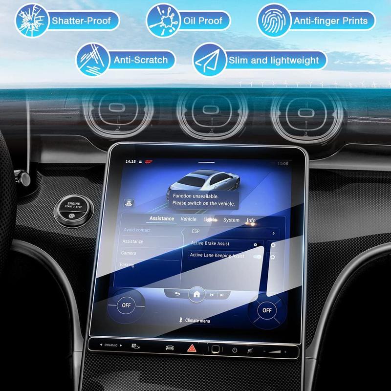 Canvcle 2 Pack Screen Protector for 2022 2023 2024 2025 Mercedes Benz C Class C250 C300 and 2023 2024 2025 GLC 300 11.9-Inch Touchscreen, 9H Tempered Glass for GLC 300 Accessories HD Anti Glare Smooth Durable Cover Protection