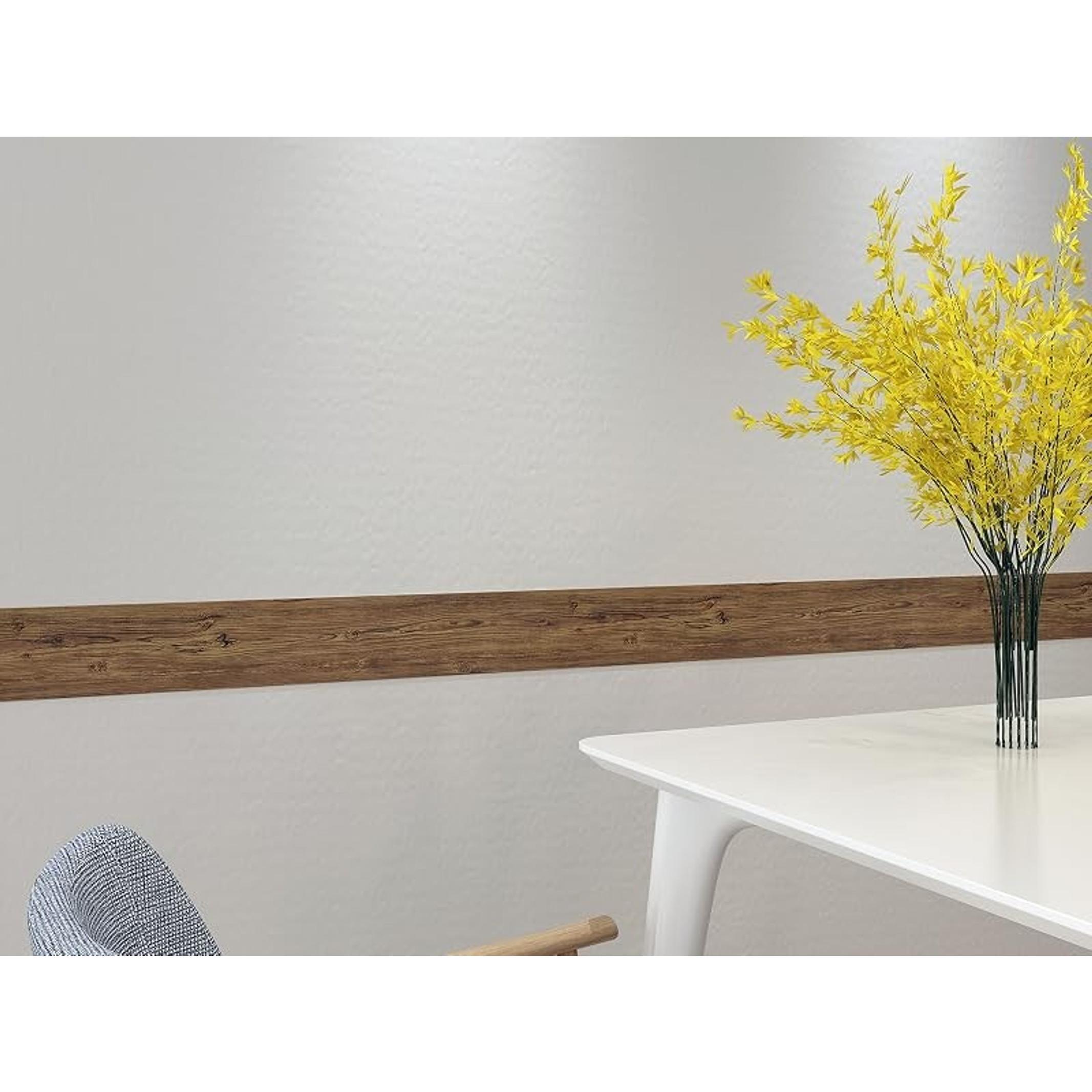 3"x236" Wood Border Wallpaper Peel and Stick Wood Grain Wallpaper Self Adhesive Wall Paper Removable Mirror Frame Border Wood Frame Mirror Vinyl for Bedroom Home Decor