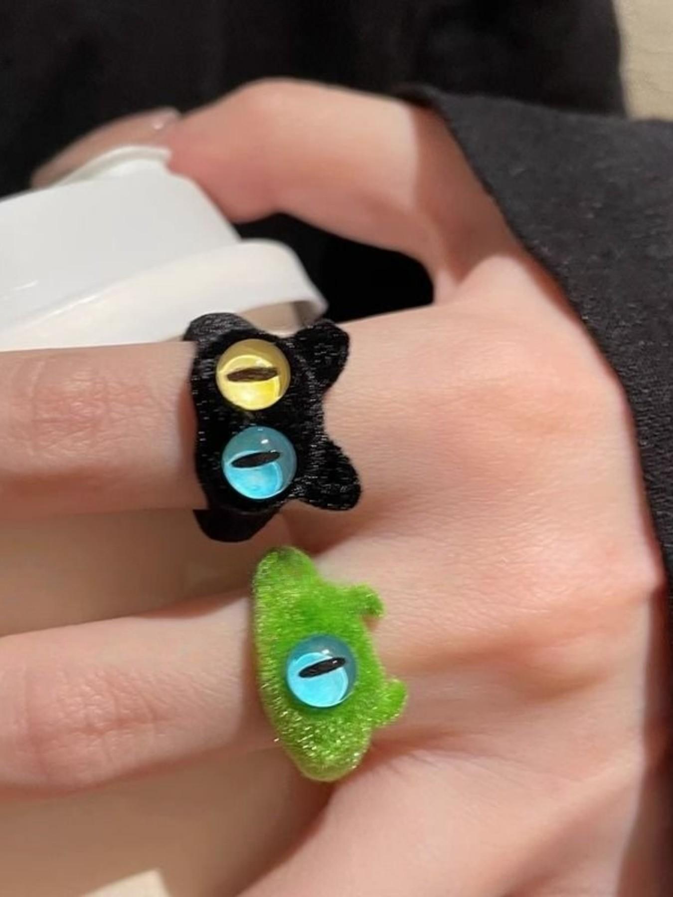 New Large Eye Plush Ring for Women, Autumn Winter Cute Sweet Cool Unique Index Finger Ring, Fashionable and Stylish Jewelry