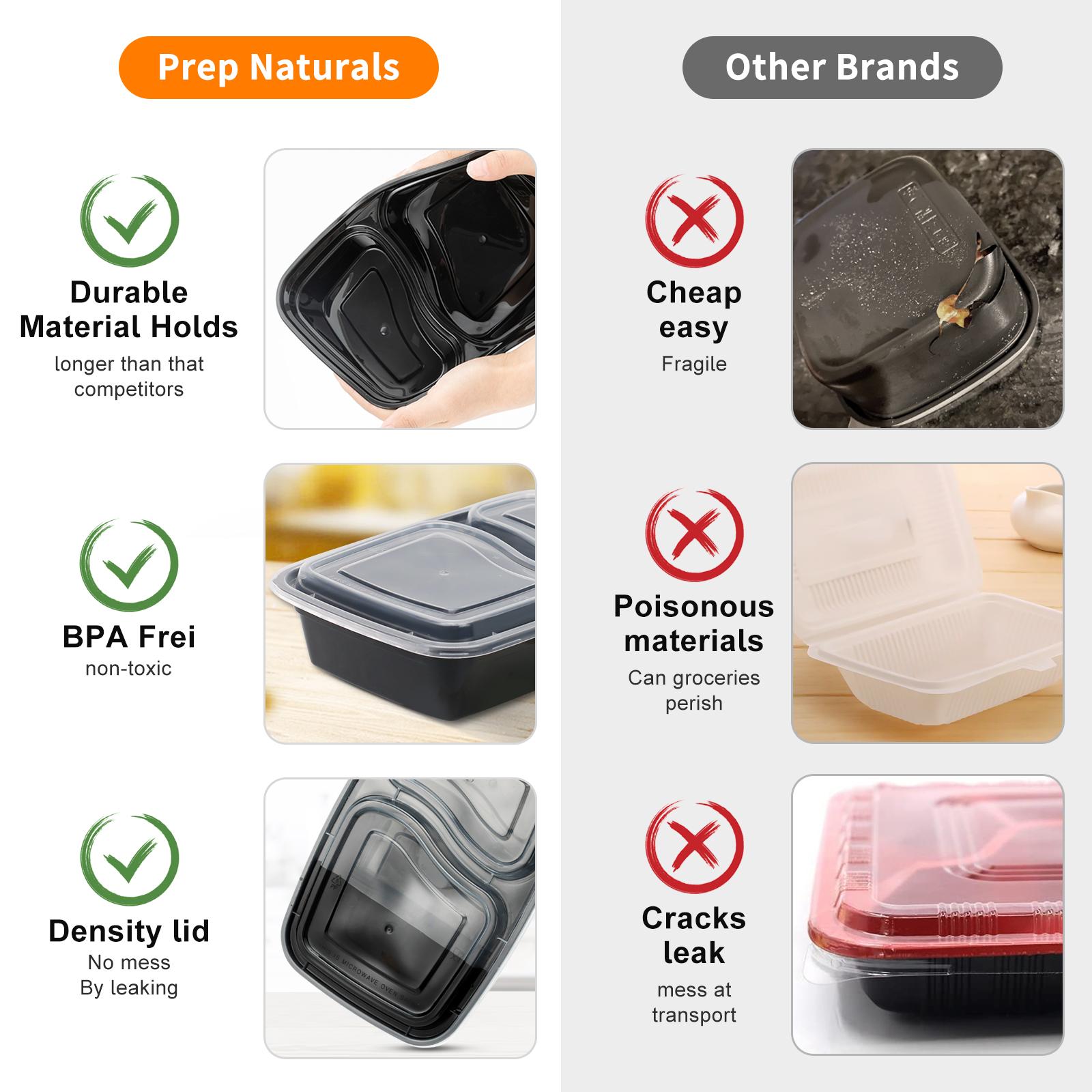 20 Pack Leakproof Meal Prep Container Food Storage Lids Stackable Disposable Food Containers Tray Food Clamshell Containers Clear Take Out Boxes with Lids Stackable Leakproof Microwave & Freezer Safe Meal Box Set