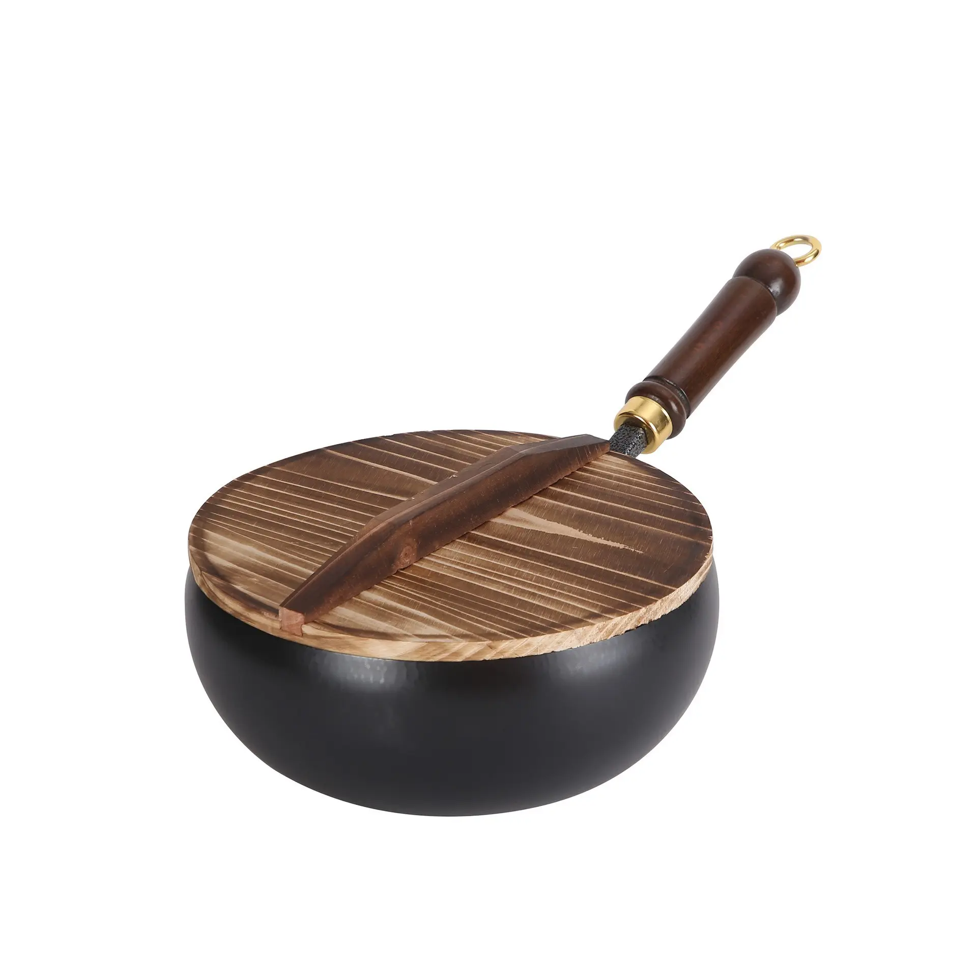 Handmade Zhangqiu Iron Wok 24cm, Traditional Design Big Belly Non-Stick Chinese Wok, Ideal for Stir-Fry & Stew, Durable Cooking Tool