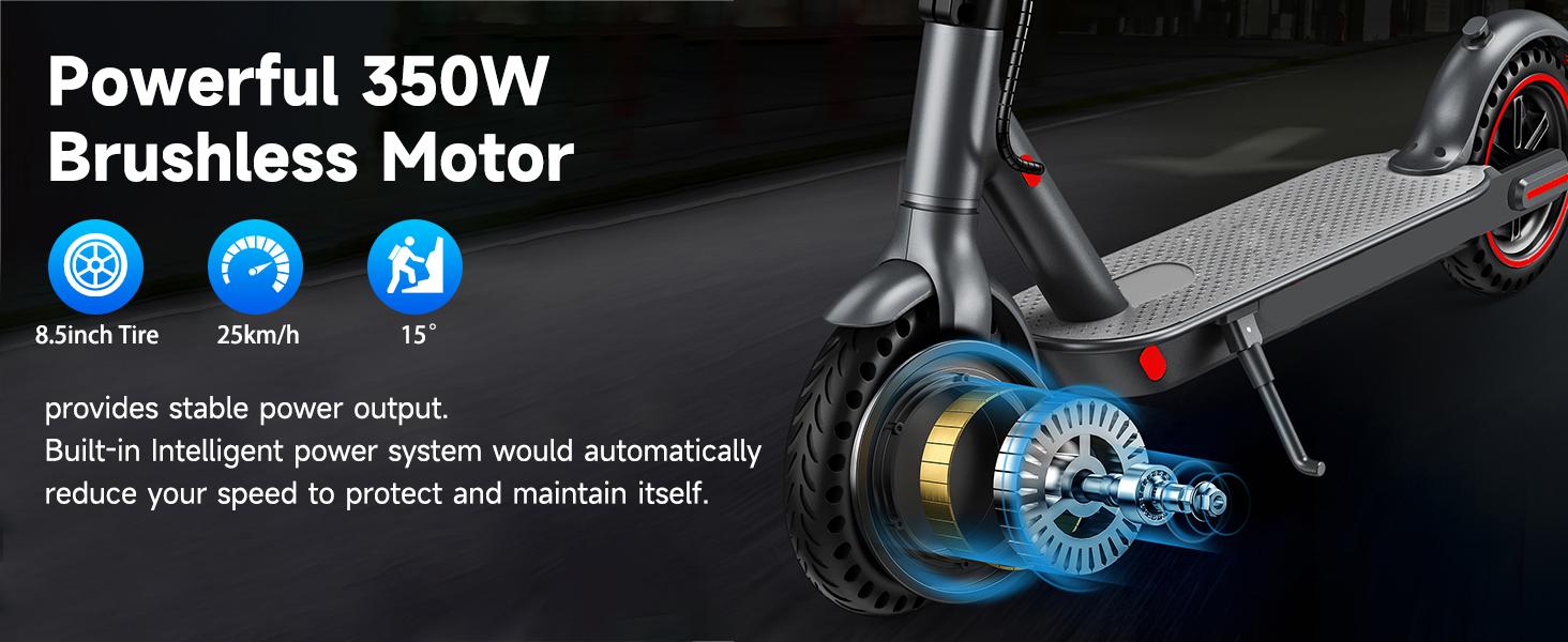 28MPH Max Speed D8 Pro Electric Scooter 350W Brushless Motor 8.5 Inch Explosion Proof Tires 7.8Ah Battery 265 Lbs Max Load 3 Speed Modes Foldable City Commuter App Control Front Rear Lights