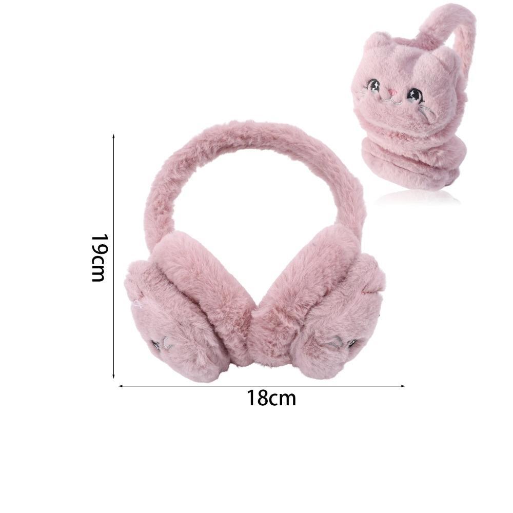 Cute Cartoon Cat Earflap Coldproof Thicken Ear Cover Soft Warm Plush Earmuffs for Women Girls
