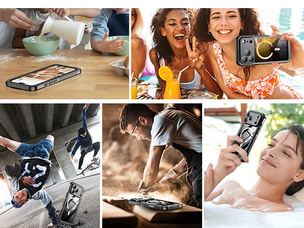 Waterproof & Shockproof Case for iPhone 17/16/15/14 Pro Max/Plus/Pro/Air & Samsung S25/S24/S23/S22 Ultra/Plus | IP68 Military Grade Drop Proof| Built-in Screen Protector | Full Body Protection -Black