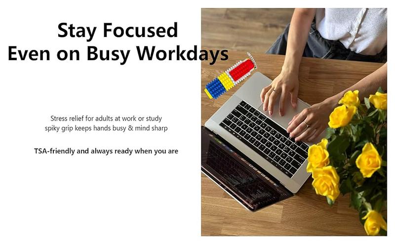 1 Pcs Little Ouchies Spiky Sensory Fidget Toy for Adults – 5-in-1 Pain Stim Tool with Clicker, Spinner, Slider, Roller & Spiky Grip, Stress & Anxiety Relief, Portable Keychain