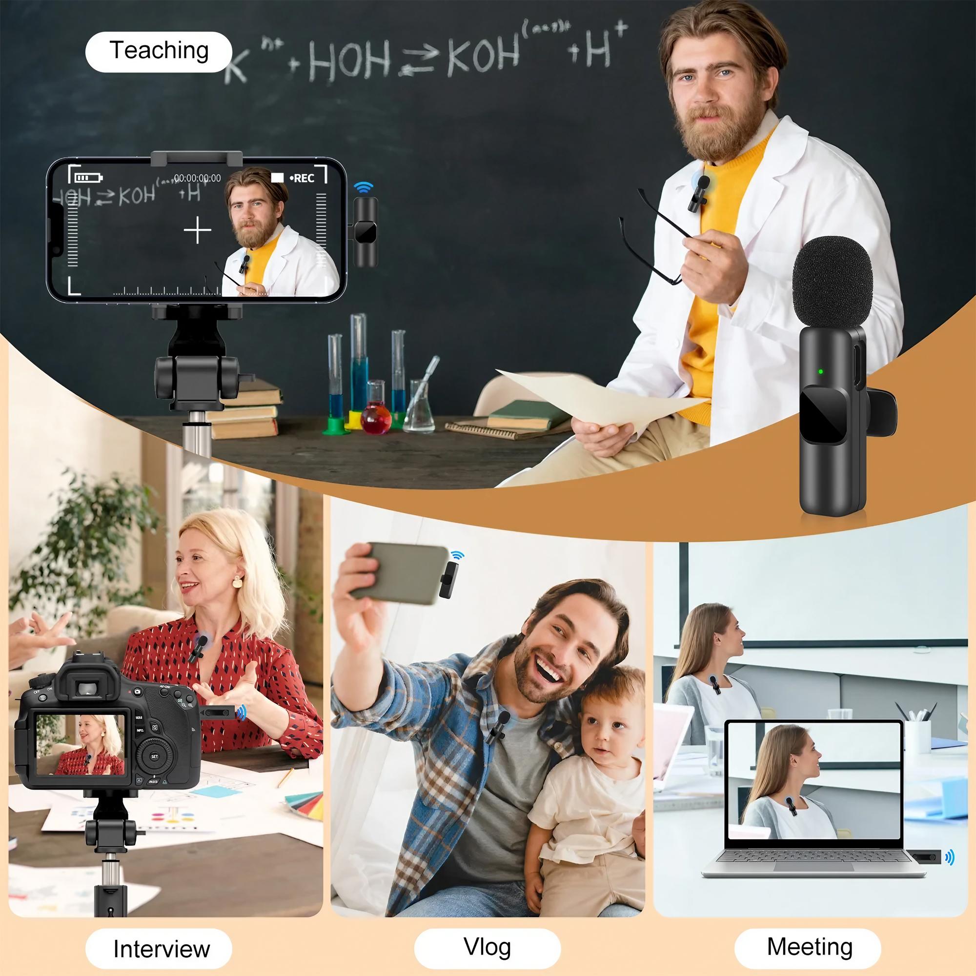 Wireless Lavalier Microphone for iPhone & Android, Type-C Lapel Mic with Noise Reduction. Perfect for TikTok, YouTube, Live Streaming, Vlogging, Recording, Interviews. Plug & Play, HD Clear Audio, Live Broadcast Equipment