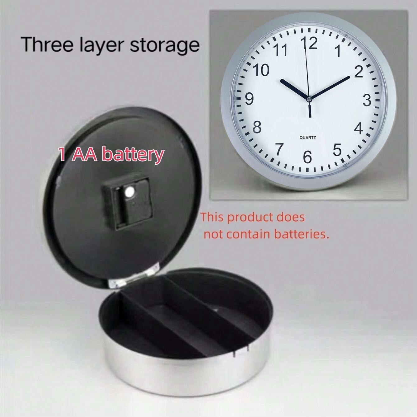 Vintage Wall Clock with Hidden Storage, Silent Battery-Powered Decorative Clock, Secure Jewelry Box for Living Room