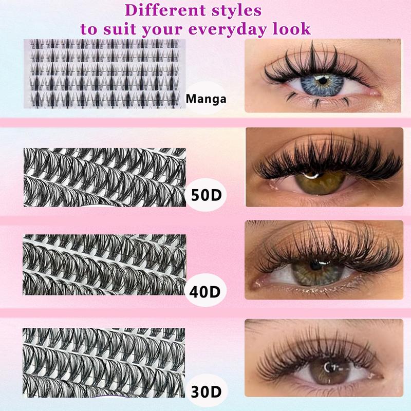 Natural Look Eyelash Extensions Kit, DIY Eyelash Extensions, 1 Set False Eyelashes with Glue & Tweezers & Brush & Glue Remover, Professional Eye Enhancement Tools for Women, Makeup Gift