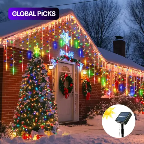 【Black Friday】Solar-Powered Christmas String Lights, 96-LED Icicle Design, Perfect for Outdoor Yard Decor, Wedding and Holiday Decorations, Festive Home Decoration #GLOBAL PICKS