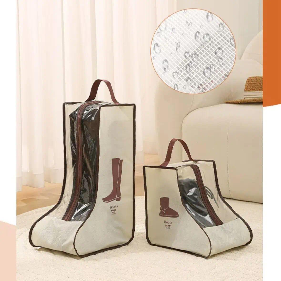 1 Piece Boot Storage Bag, minimalist durable style, made of thickened non-woven fabric, dustproof & waterproof, with zipper closure and handle, holds 1 pair of boots, perfect for home shoe cabinet, seasonal storage and travel, Storage Carrying Bag