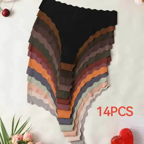 【Black Friday】Women's Solid-Color Scalloped-Trim Thongs, Soft, Breathable Seamless Nylon Panties for Daily and Year-Round Wear #GLOBAL PICKS