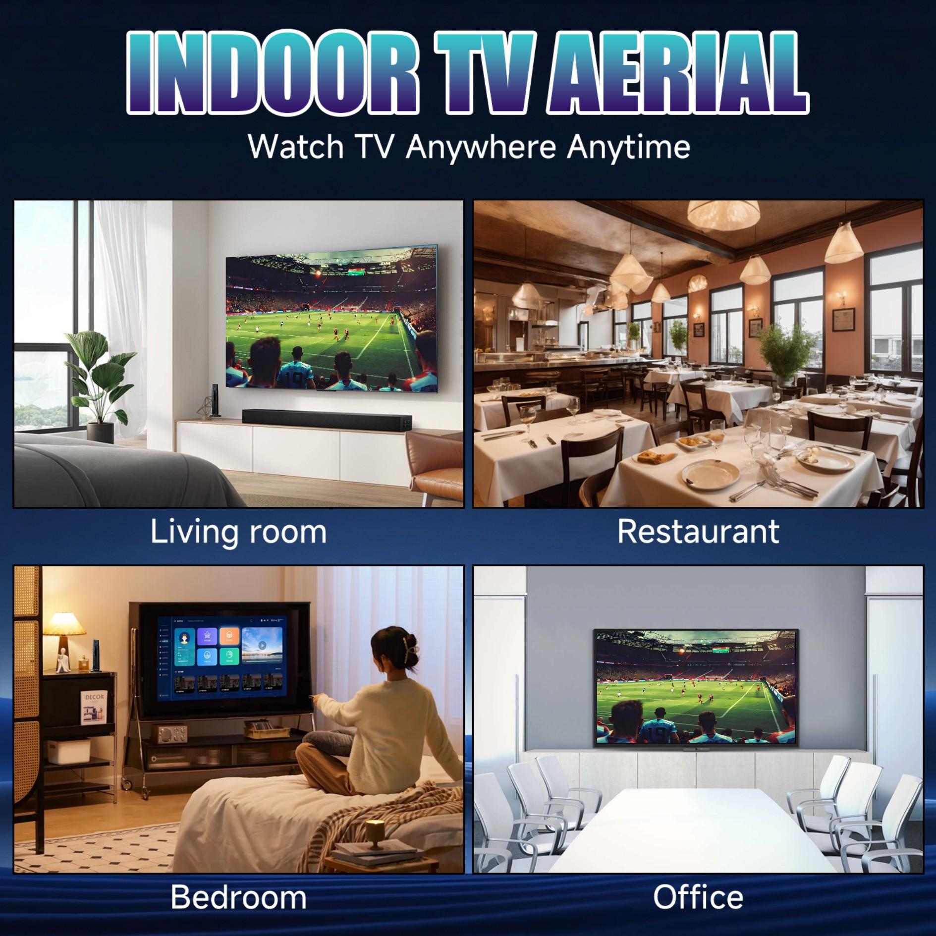 Digital TV Antenna Pro, 300 Miles Signal Reception, Plug-And-Play, Free Channels, 16ft Cable, Ideal for Home, Apartment, Hotel, RV