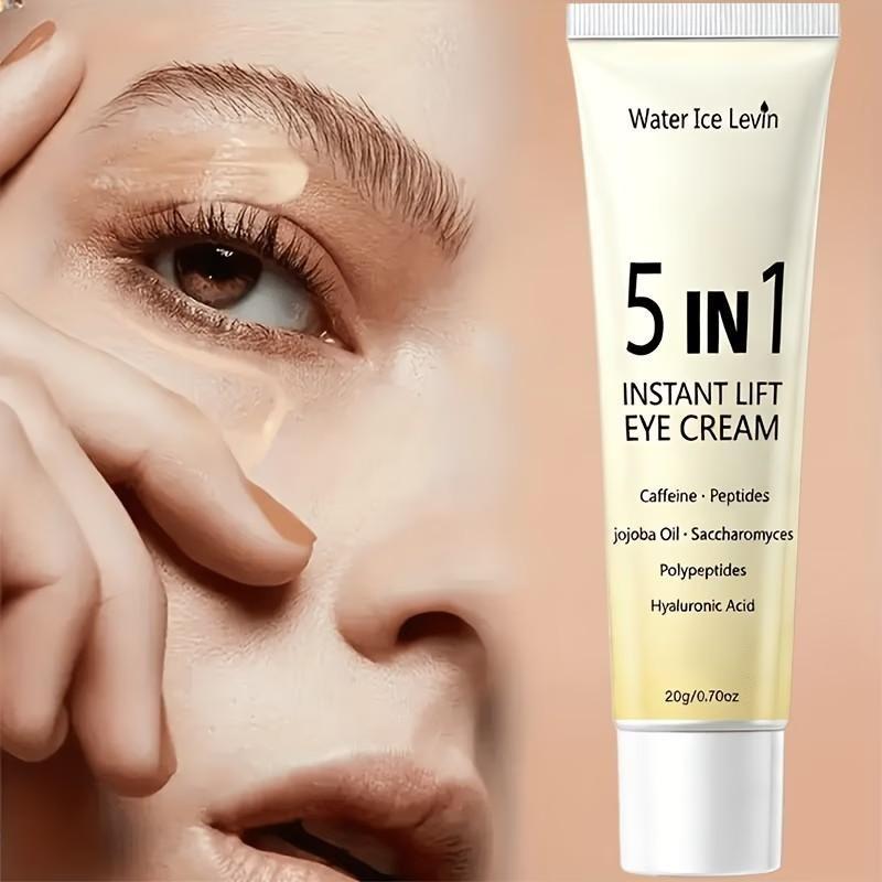 5-in-1 Instant Lifting Eye Cream, contains caffeine, jojoba oil, hyaluronic acid, polyphenols, peptides - firms eye bags, deeply hydrates the eye area, suitable for all skin types, light beige, unisex, skincare essential, for skincare enthusiasts,