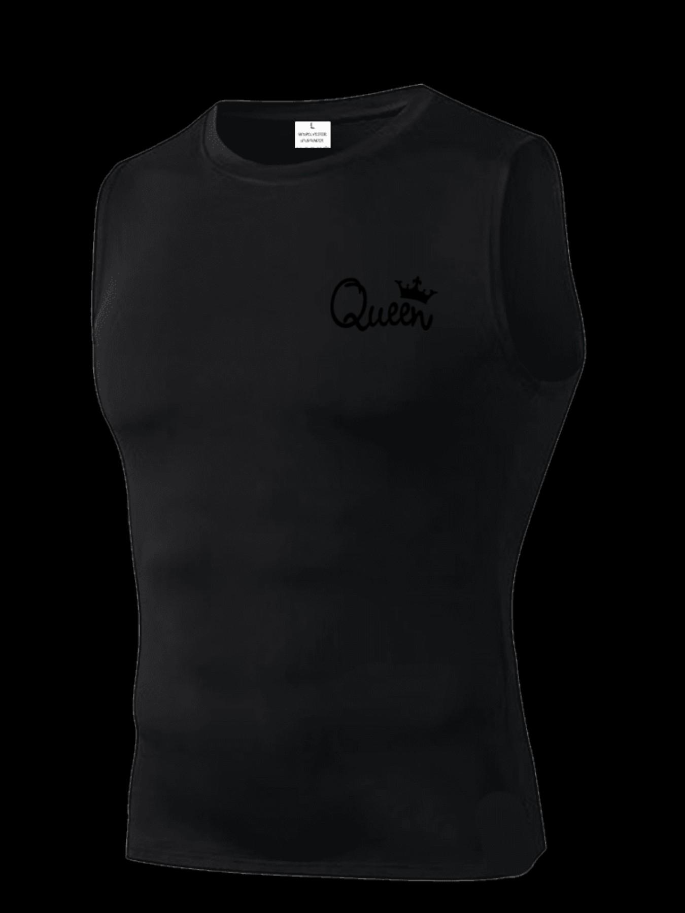 Men's Short Sleeve Sporty Tee, Quick-Dry Breathable Fabric, Queen Pattern Print, Ideal for Fitness, Running, Boxing, Outdoor Activities