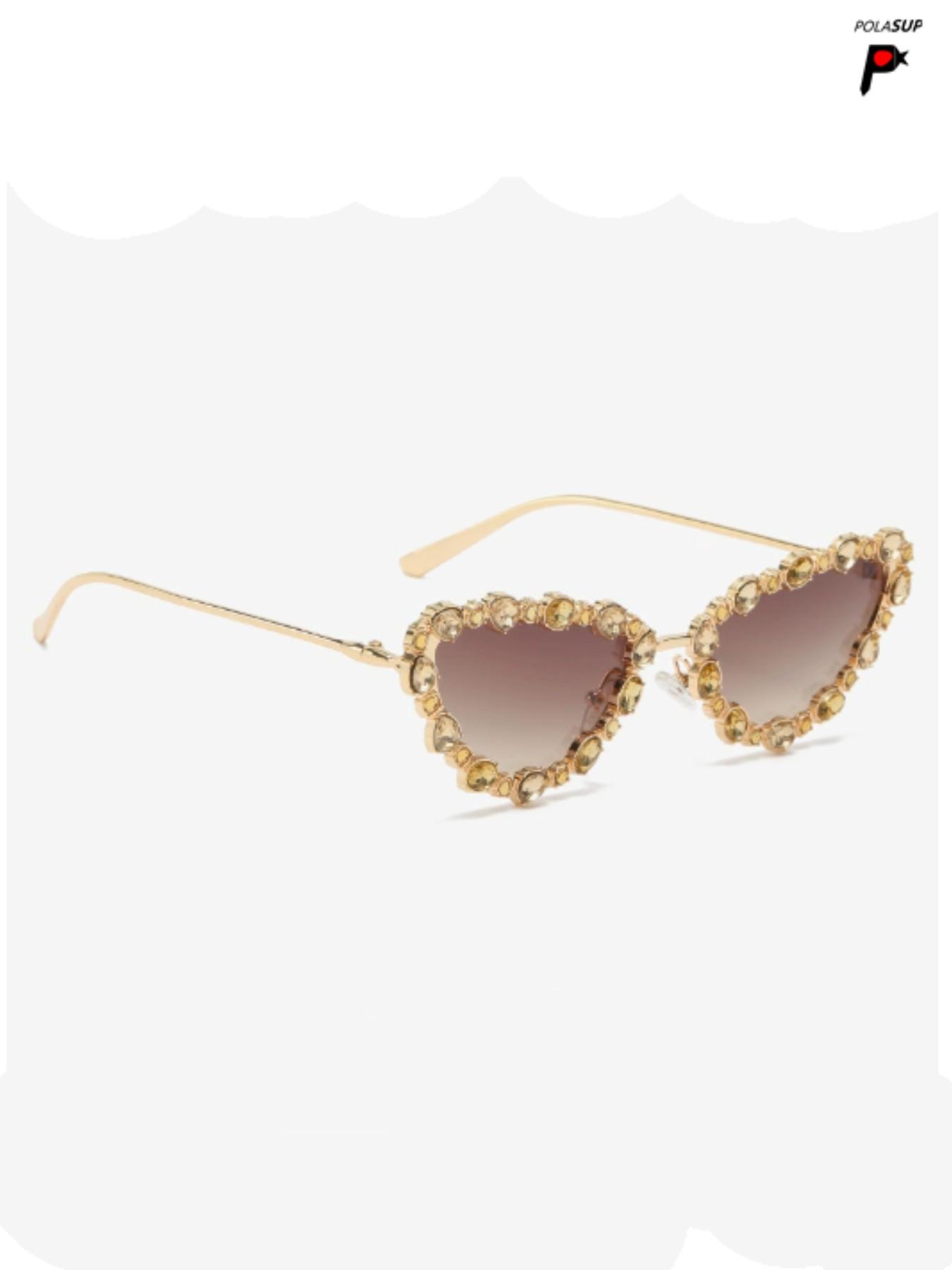 Cute Retro Women's Glasses, Metal Frame, Decorative PC Lenses, Anti-Wind & Sand, Casual Bohemian Style, Party Accessory