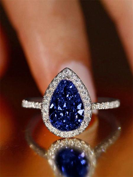 Elegant Water Drop Shaped Rhinestone Decorated Ring Perfect As Gift, Fashion Accessories for Wedding Party, Engagement Gift for Women