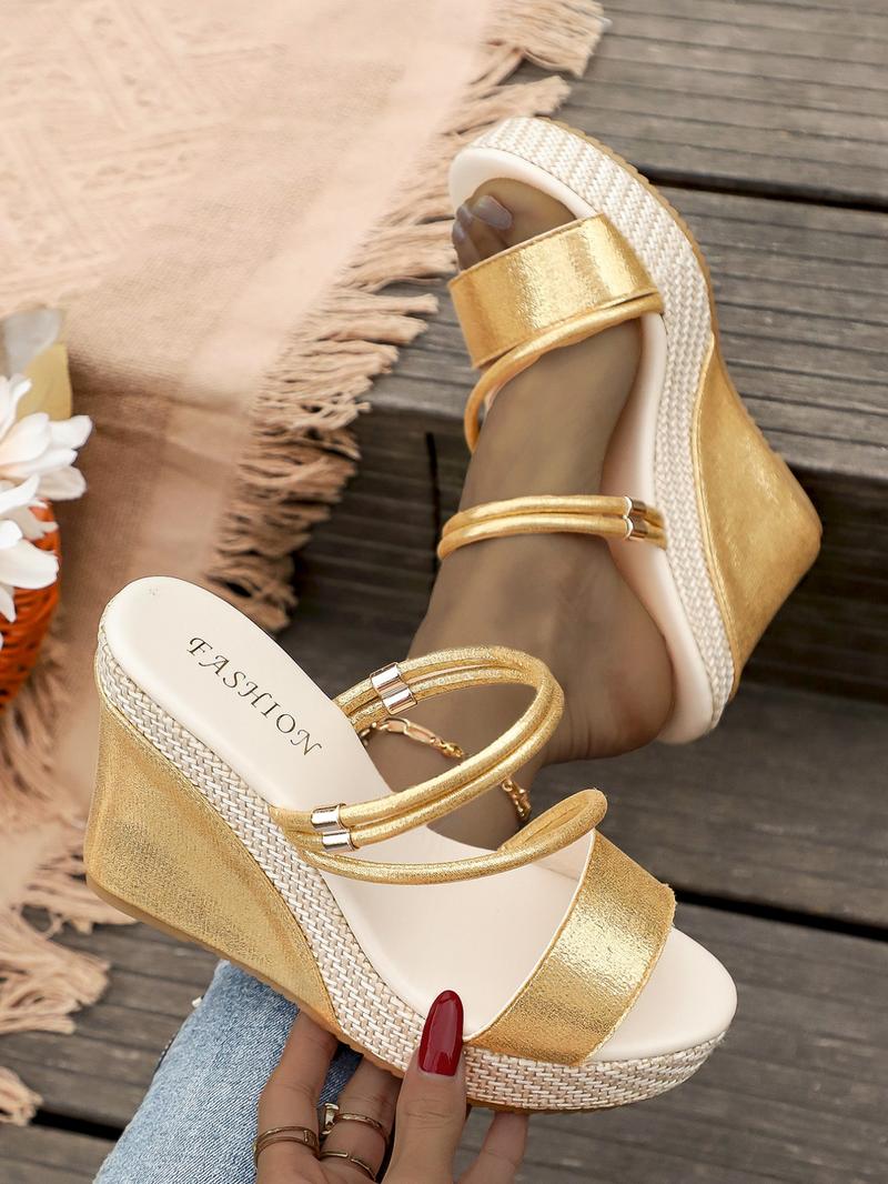 Women's Fashionable Ethnic Pattern Design Platform Wedge Sandals, Casual Comfortable Heeled Strap Sandals for Daily Wear, Trendy All-match Sandals for Women & Girls, Walking Shoes