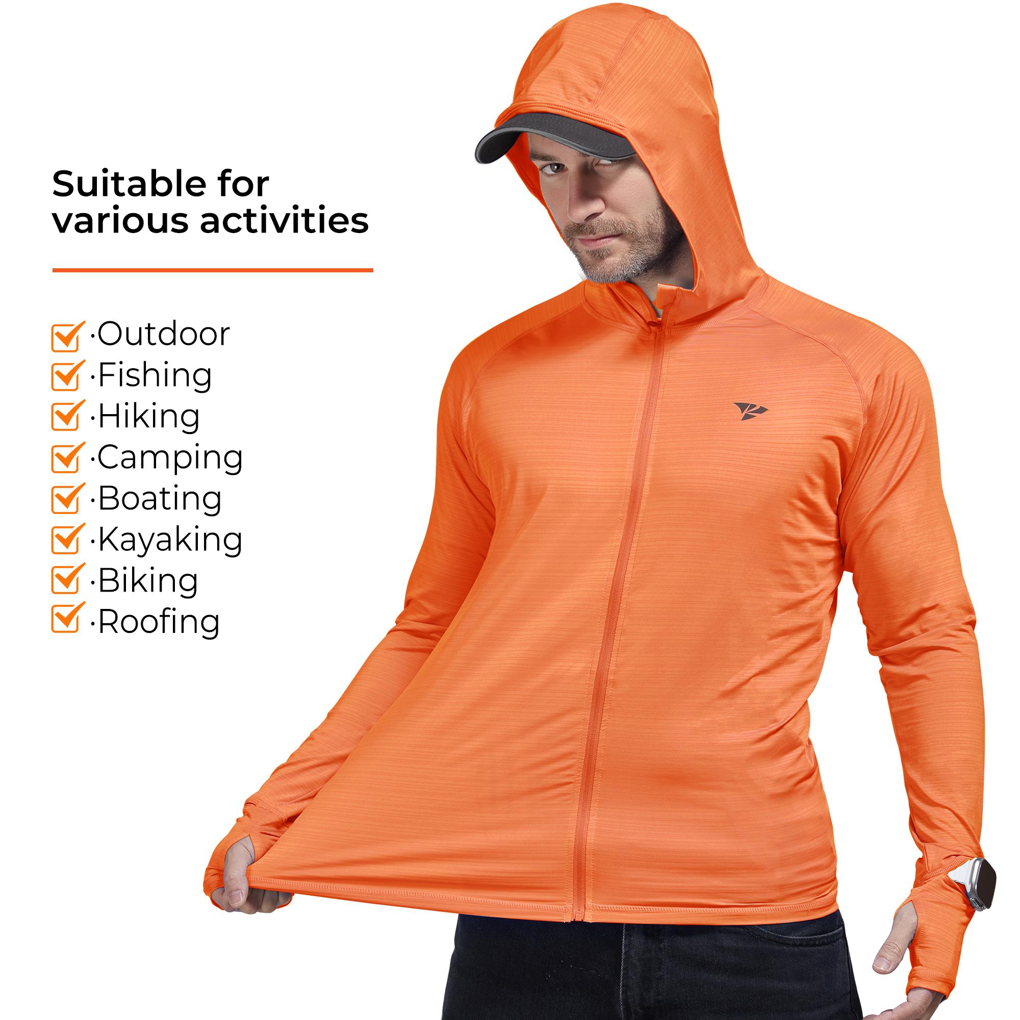 【RODEEL】930 Full Zip Sun Hoodie Shirts w/ Thumbhole Men UPF 50+ UV Protection Long Sleeve Lightweight Quick Dry Moisture Wicking Breathable Cooling Athletic Activewear for Outdoor Sports Hiking Camping Fishing Construction, Holiday Gift