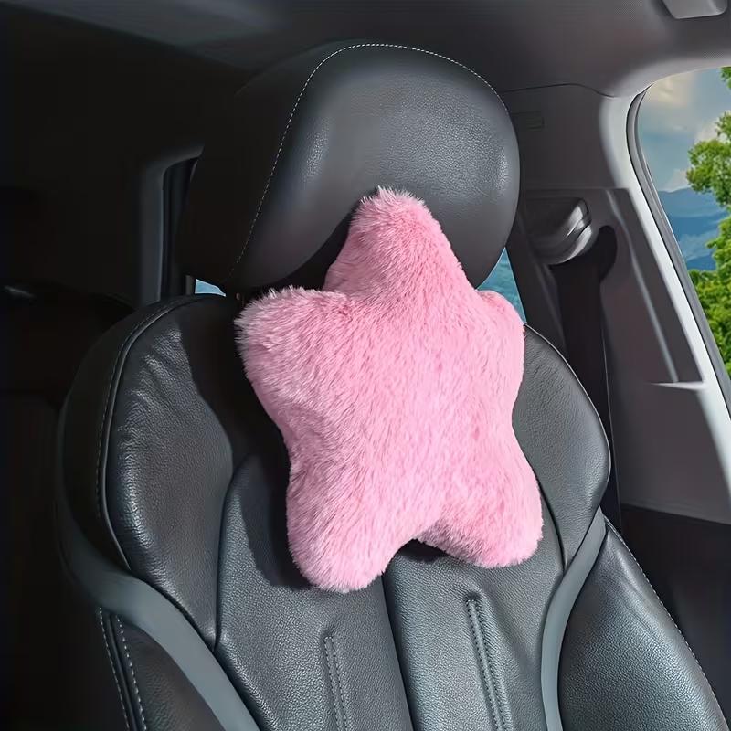 Plush Star Car Pillow, Cute Decorative Cushion, Soft Comfortable Headrest Lumbar Support, Universal Vehicle Interior, Office Home Use
