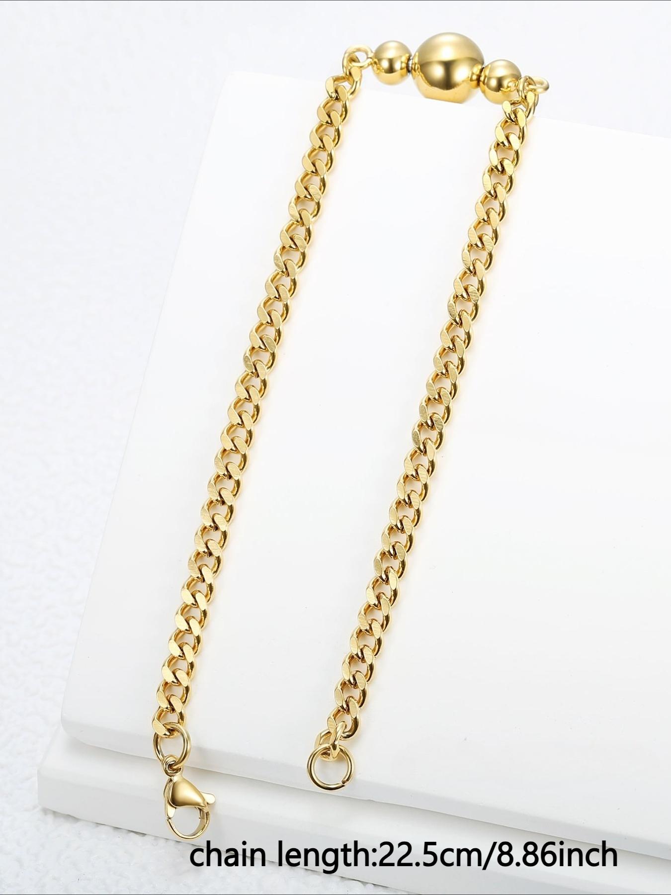 French-style Stainless Steel Bracelet with Delicate Golden Round Beads, Suitable for Daily Commuting and Dating Outfits
