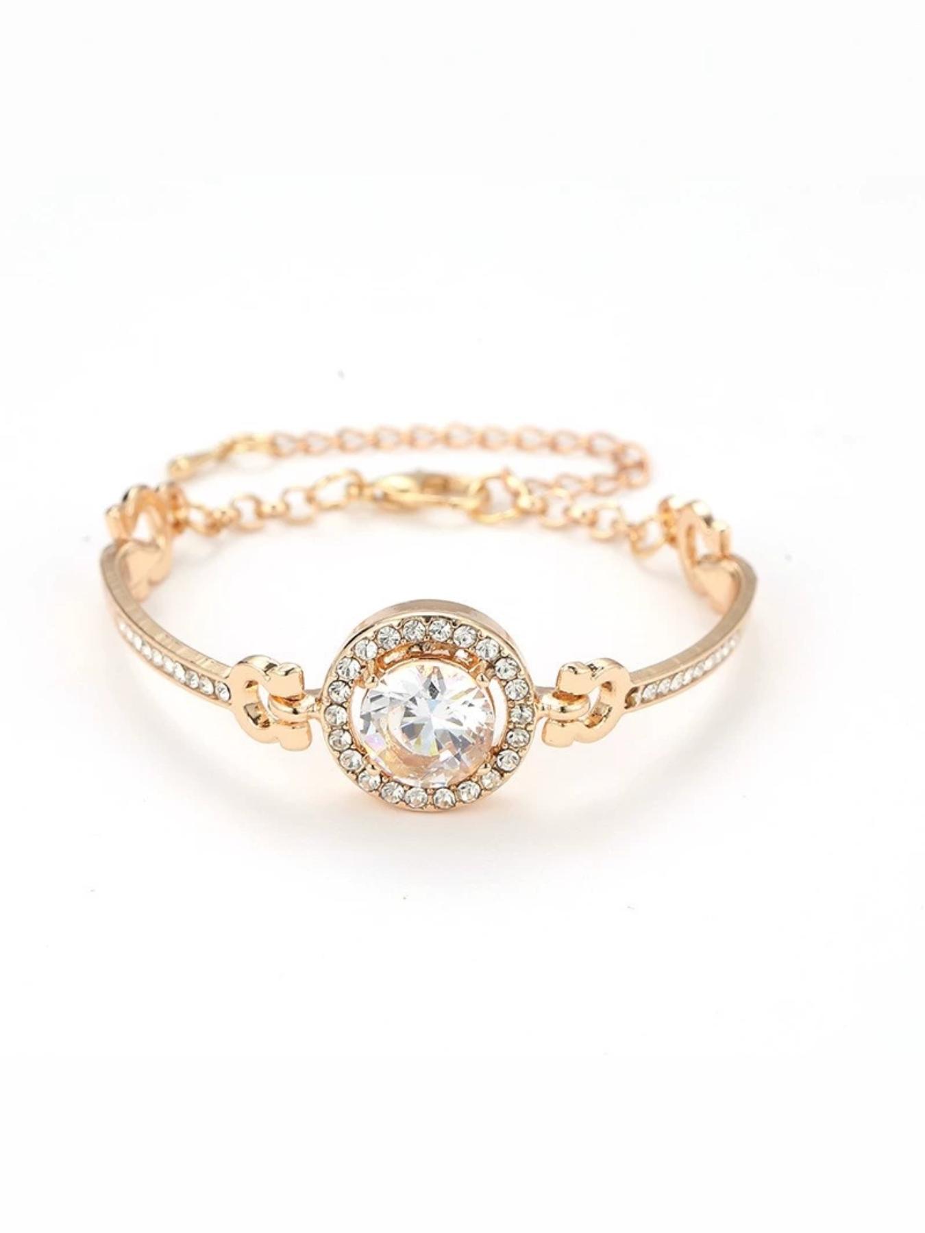 Luxury Full Diamond Round Bracelet, Vintage Luxury Style, Brighten Skin Tone, Commuter Versatile, Rose Gold/silver/, Office Wear Jewelry