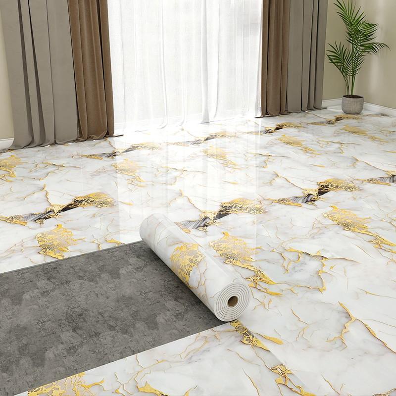 Self Adhesive Vinyl Floor Tile, 1 Roll, 15.74" X 118.11", Bianco Marble Pattern, Marble Texture, Peel & Stick, DIY Flooring for Kitchen, Dining Room, Bedrooms & Bathrooms, Peel and Stick Flooring