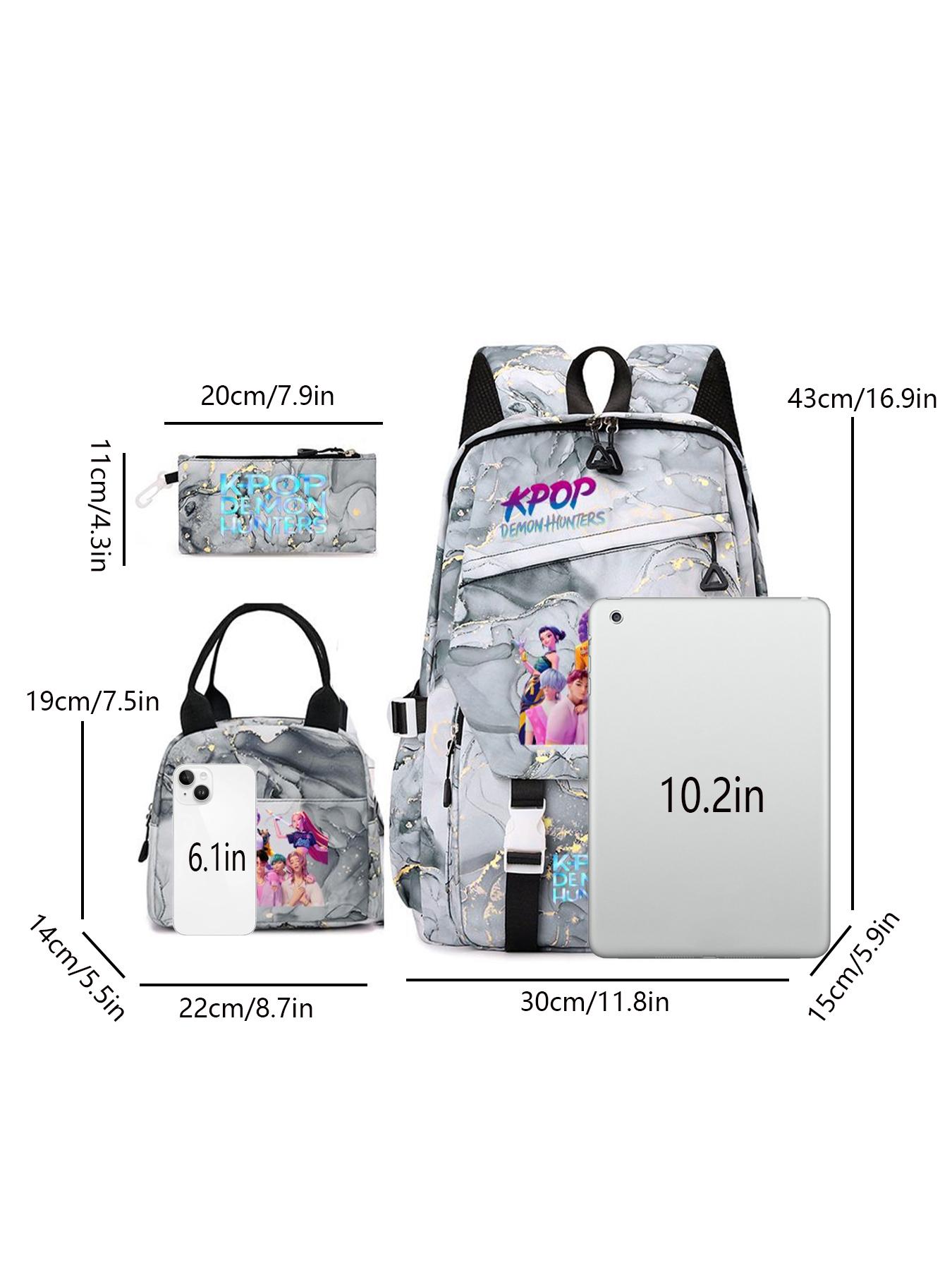 3pcs  Women's backpack kpop witch hunting group large capacity backpack zipper closure fashionable and versatile casual backpack personality trend suitable for students to go to school, campus travel, work commuting women's backpack