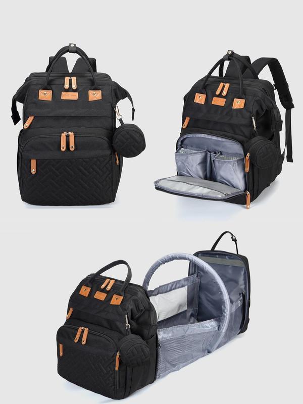 Kabaqoo Cute Multifunctional Diaper Bag Backpack with Changing Station, Large Capacity, Lightweight Foldable, Portable for Newborn Travel & Everyday SpringStatements