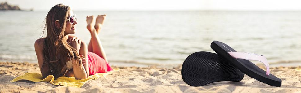 KOLILI Women's Flip Flop Sandals Cushioned Thong Sandals for Beach & Summer Comfortable Slippers Walking Shoes Home Shoes Fashionable Classic Versatile Black SpringStatements