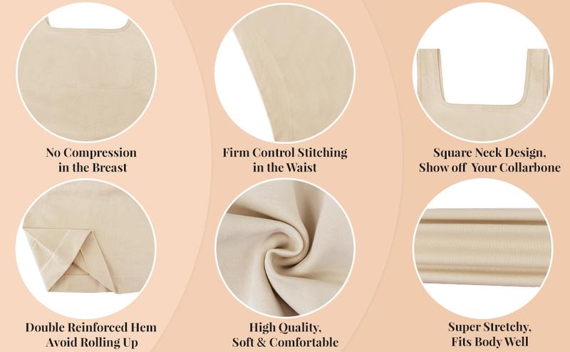 Women's Tummy Control Shapewear Tank Tops - Seamless Square Neck Compression Tops, Slimming Body Shaper, Comfortable Breathable Fabric Women's Tummy Control Shapewear Tank Tops - Seamless Square Neck Compression Tops, Slimming Body Shaper, Comfortable Breathable Fabric