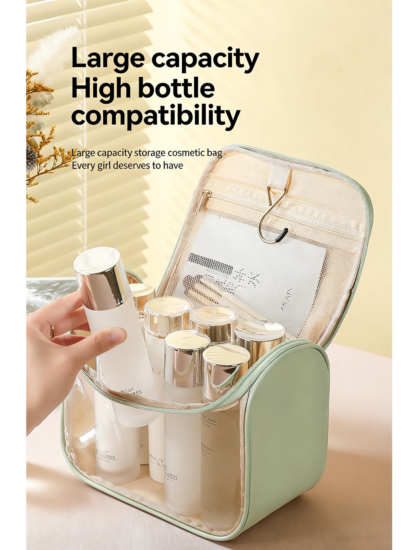 Portable Multi-Functional Transparent Makeup Bag, Travel Organizer, Daily Use, Waterproof Cube Design, Large Capacity Storage Bag