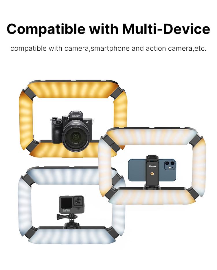 Ulanzi U200 Handheld Ring Light, Photography Led Video Rig BI-color Camera With phone clip cold shoe for Youtube Live Rig, Video Stabilizer for Camera, Smartphone, Action Camera, YouTube, Setup, Filmmaking, Makeup, Vlogging