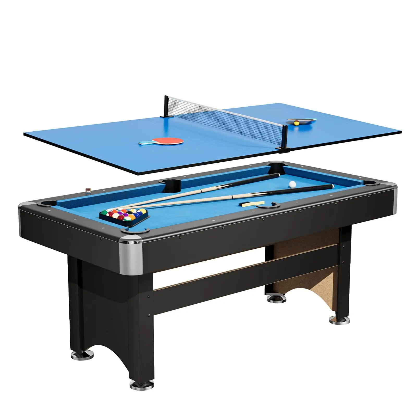 Garvee 6 ft Pool Table Ping Pong 2-in-1 Combo Table