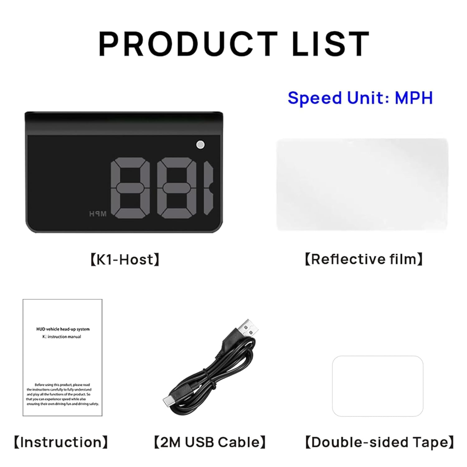 KUOWEIHUD K1 Car Head Up Display (HUD) GPS Digital Speedometer, Odometer (MPH) for Cars, Trucks, Motorcycles Automotive Electronics Accessory,Digital Head Up Display Speedometer detail 2