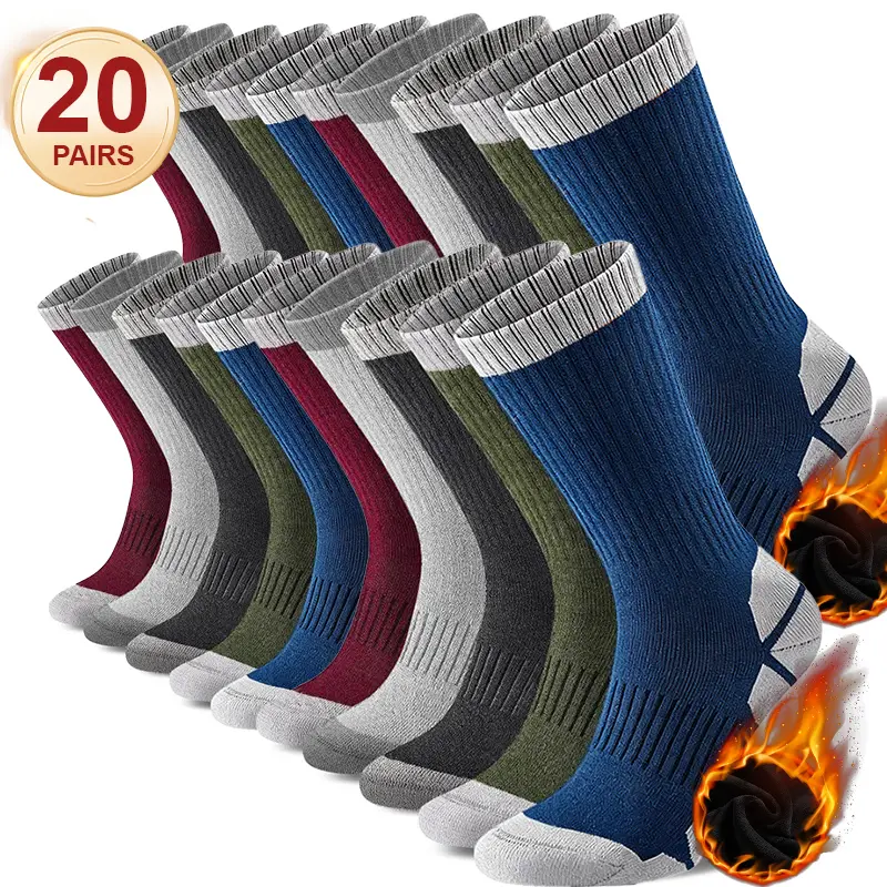 3/6/12/20 Pairs Unisex Thick Mid-Calf Winter Warm Socks, Moisture Wicking Athletic Grip Anti-Slip for Hiking Teams, Breathable Cushioned Fit, Great Gift for Friends and Family, Performance Crew Socks.